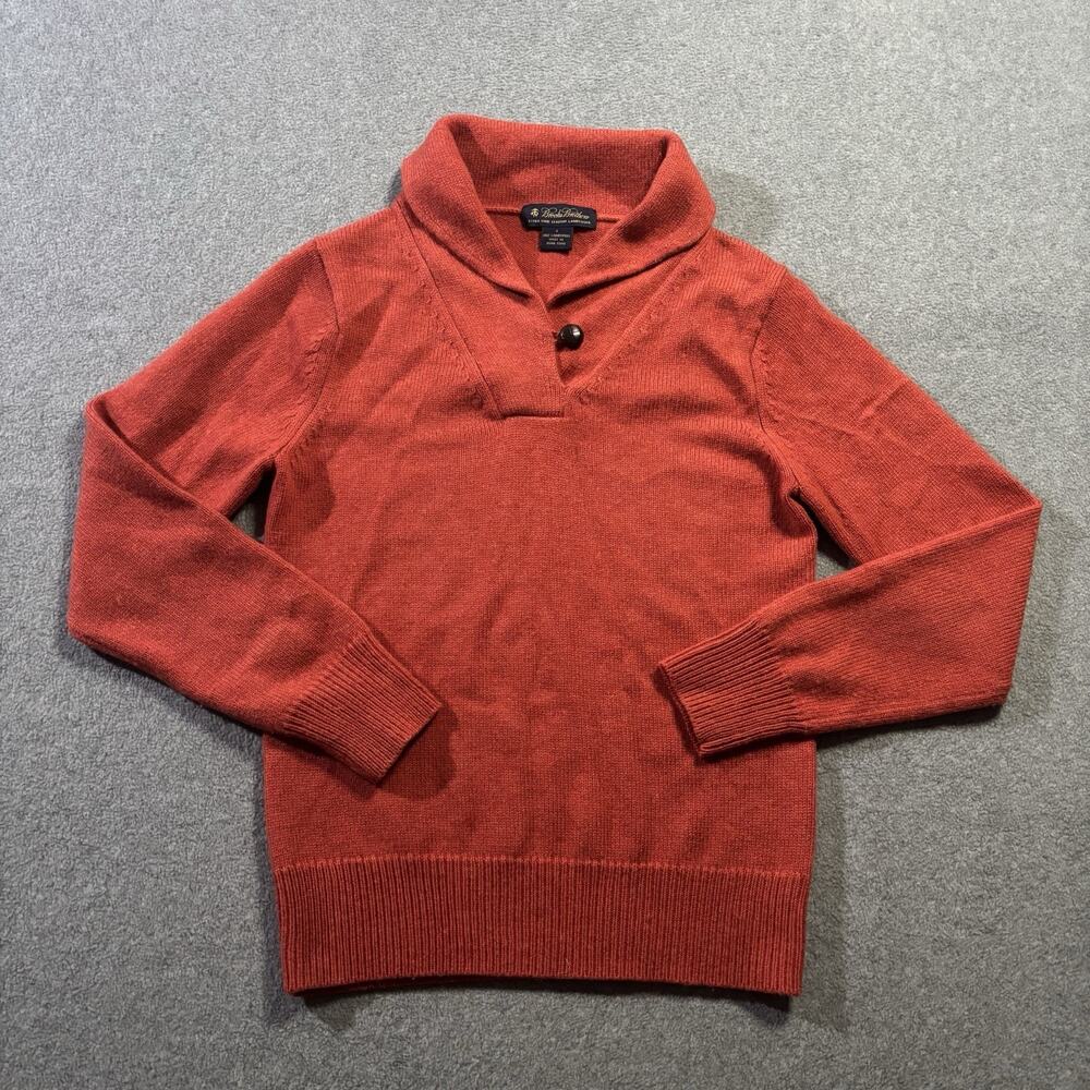 Brooks Brothers Women Small Red Italian Lambswool Shawl Collar Sweater Pullover